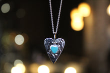 Load image into Gallery viewer, Turquoise Hammered Heart Pendant &amp; Chain
