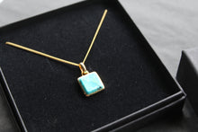 Load image into Gallery viewer, Turquoise Square Pendant with Rounded Corners
