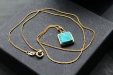 Load image into Gallery viewer, Turquoise Square Pendant with Rounded Corners

