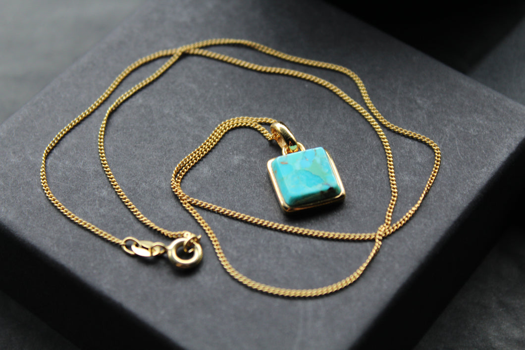 Turquoise Square Pendant with Rounded Corners