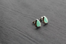 Load image into Gallery viewer, Turquoise and CZ Studs Rhodium Plated Sterling Silver
