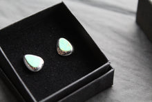Load image into Gallery viewer, Turquoise and CZ Studs Rhodium Plated Sterling Silver
