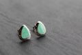 Turquoise and CZ Studs Rhodium Plated Sterling Silver