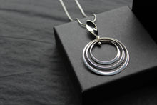 Load image into Gallery viewer, Twirling Silver Hoops Pendant with 18 - 20&quot; Silver Chain
