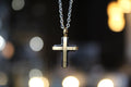 Unisex Small Steel Cross with Gold IP Plating