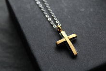 Load image into Gallery viewer, Unisex Small Steel Cross with Gold IP Plating
