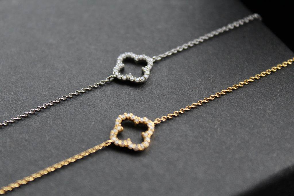 Vintage Open Flower Bracelet with Cubic Zirconia