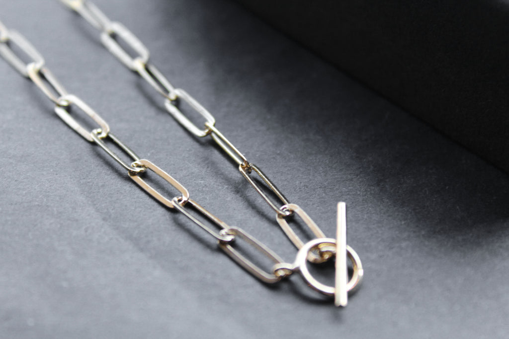 Yellow Gold Plated Oval Belcher Charm Necklace