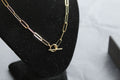 Yellow Gold Plated Oval Belcher Charm Necklace