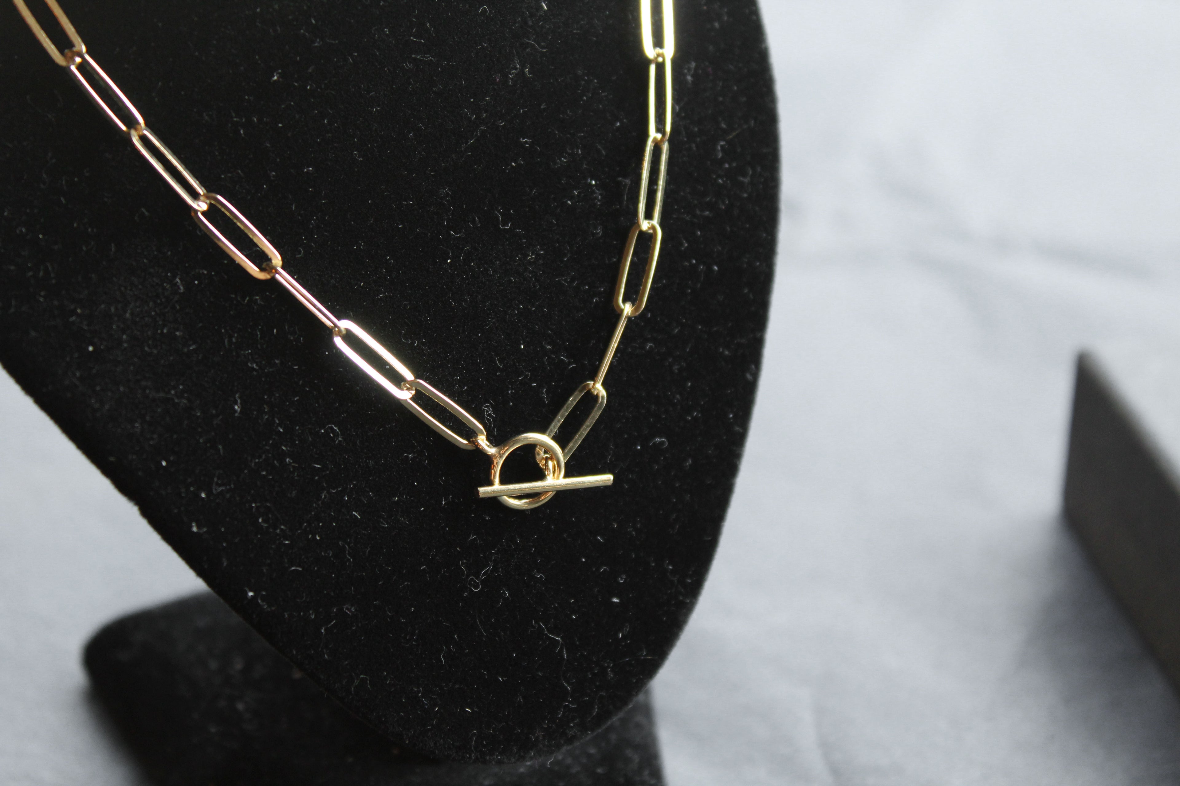 Yellow Gold Plated Oval Belcher Charm Necklace