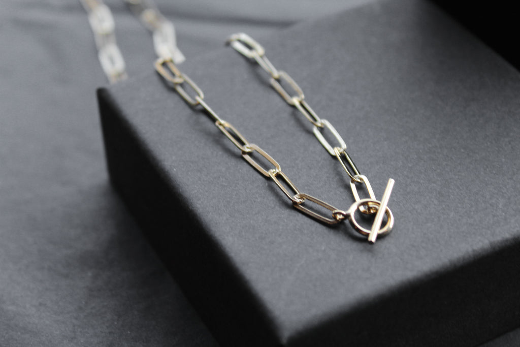 Yellow Gold Plated Oval Belcher Charm Necklace