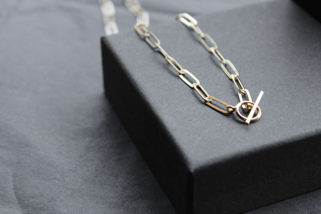 Yellow Gold Plated Oval Belcher Charm Necklace