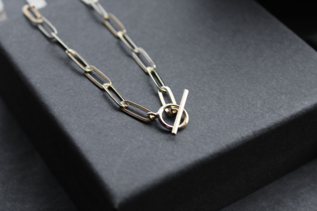 Yellow Gold Plated Oval Belcher Charm Necklace