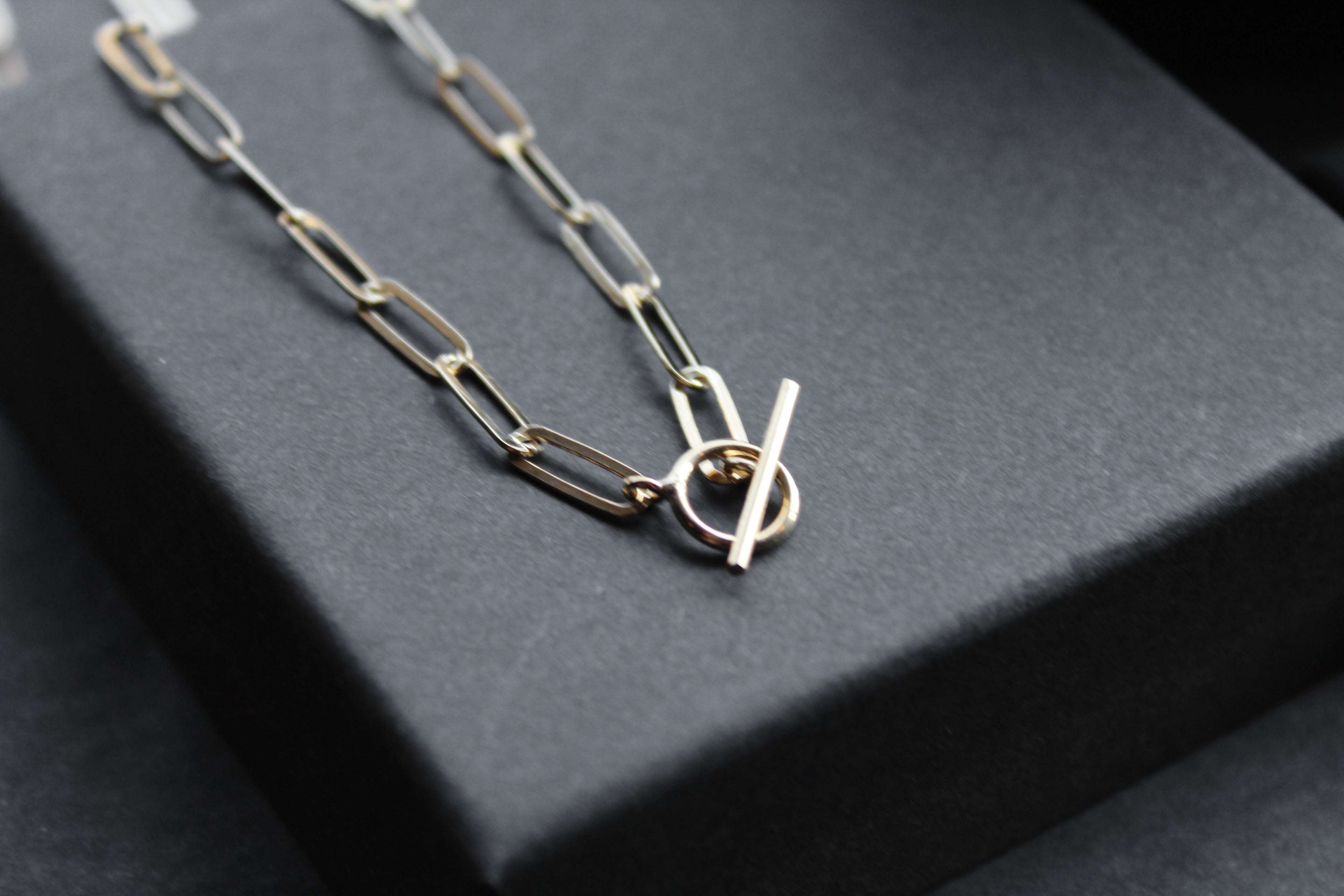 Yellow Gold Plated Oval Belcher Charm Necklace