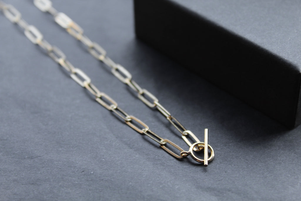 Yellow Gold Plated Oval Belcher Charm Necklace