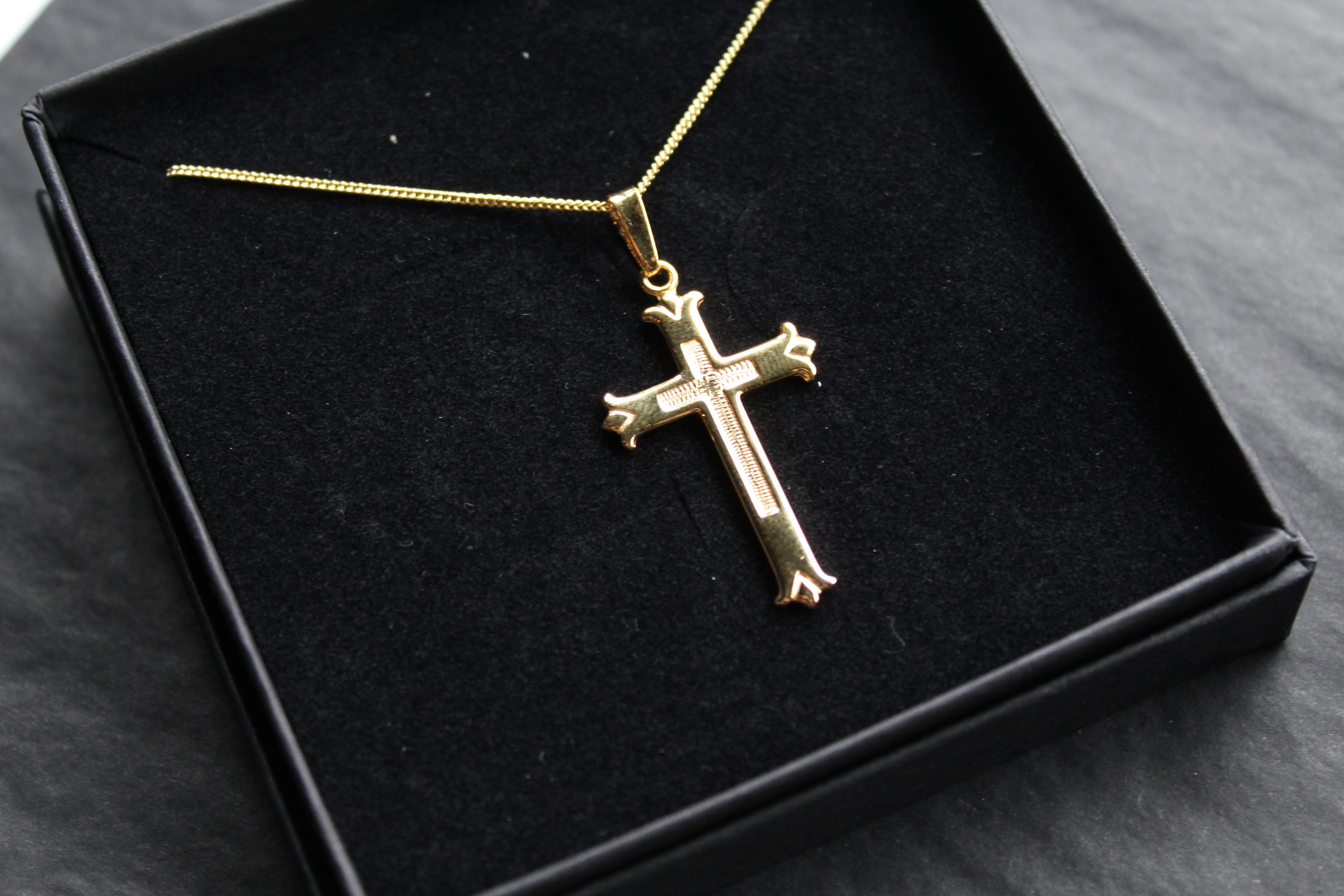 Yellow Gold Vermeil Cross on 20" Chain