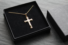 Load image into Gallery viewer, Yellow Gold Vermeil Cross on 20&quot; Chain
