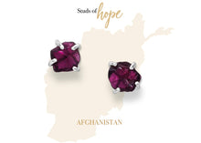Load image into Gallery viewer, Studs of Hope - Rhodolite Stud Earrings
