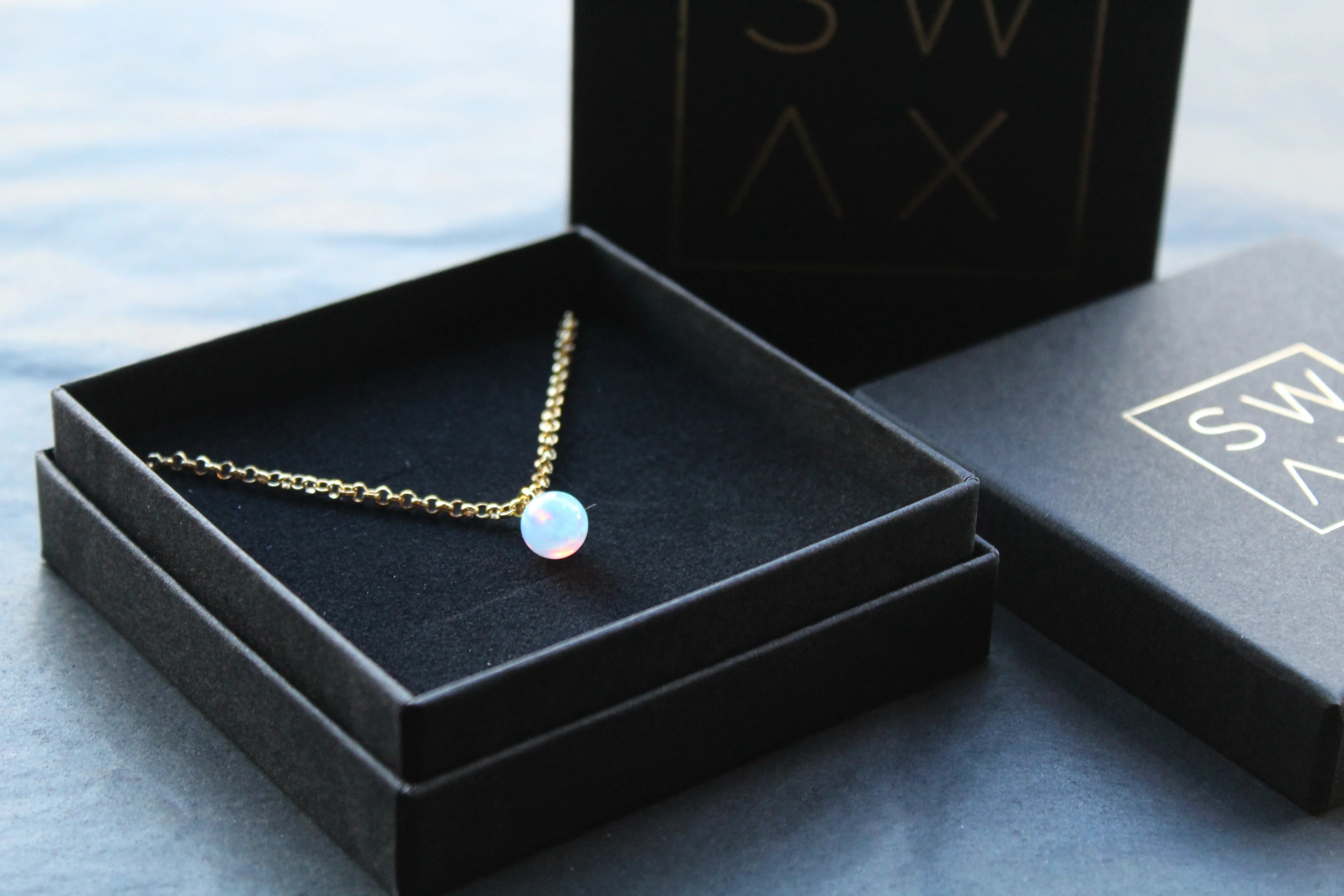 14ct Gold filled Sea Opal Necklace - Swax Jewellery Barmouth