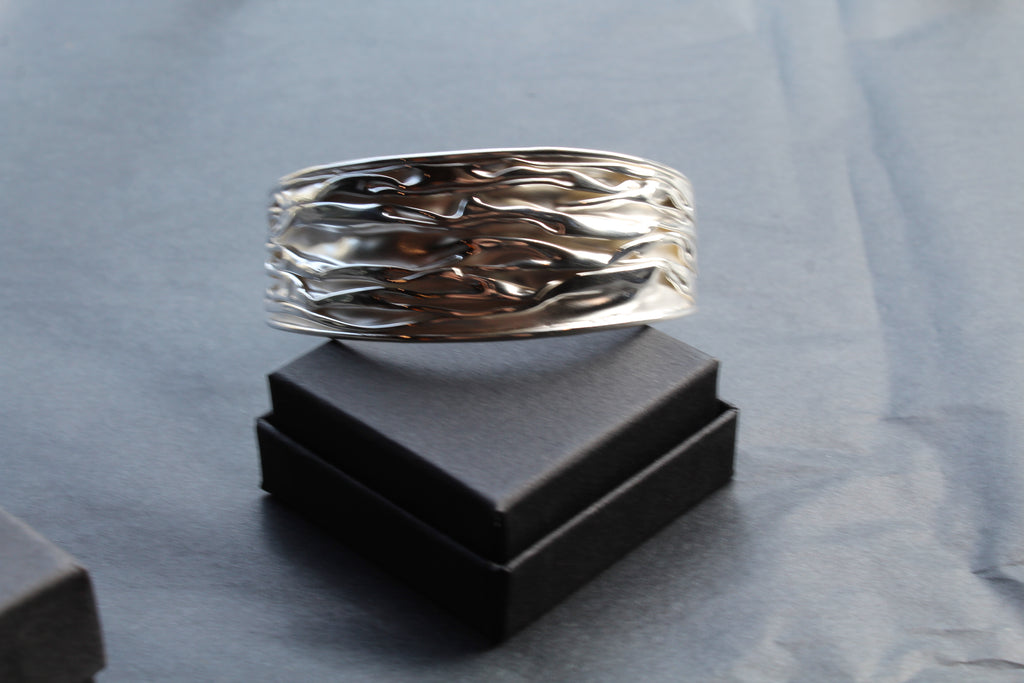 Sterling Silver Large Ruched Cuff