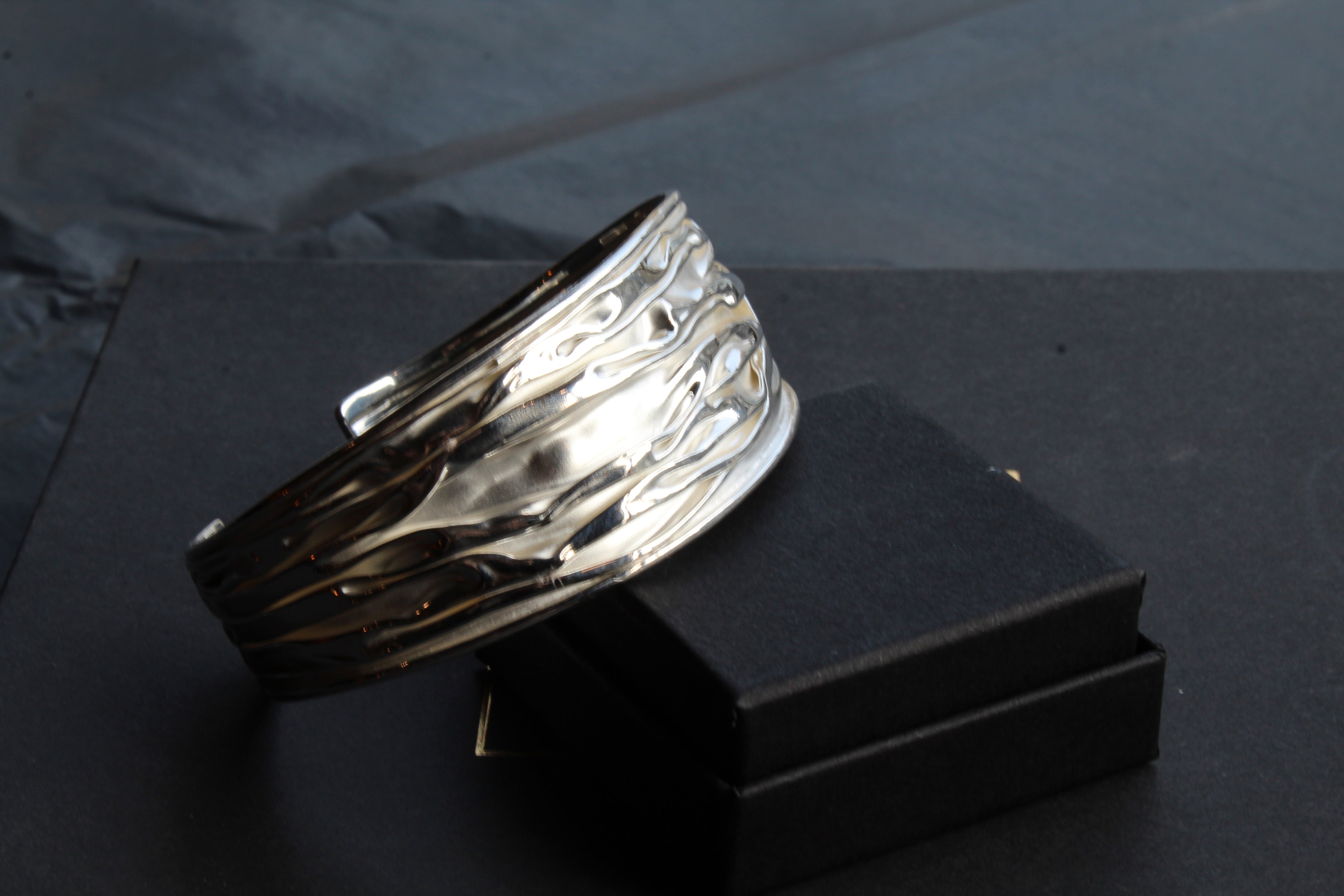 Sterling Silver Large Ruched Cuff