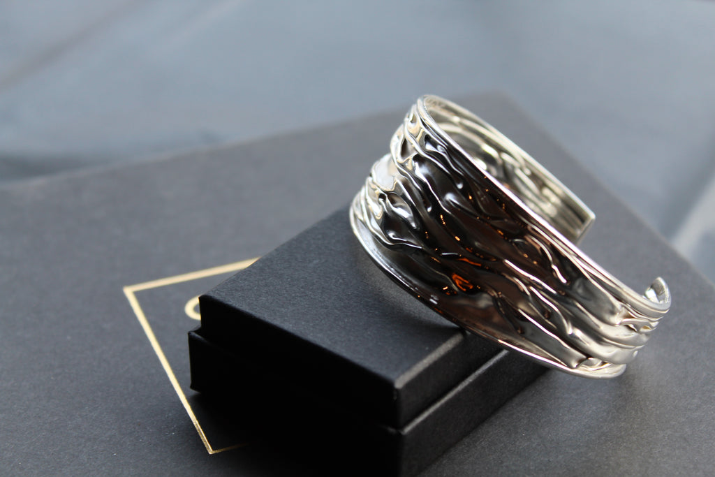 Sterling Silver Large Ruched Cuff
