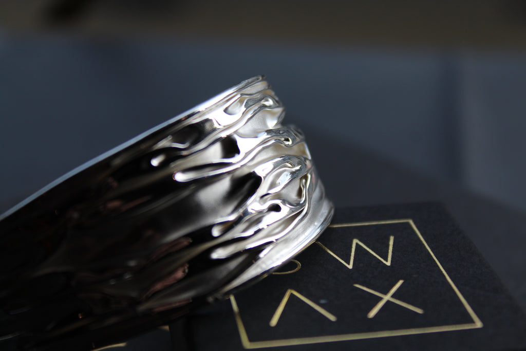 Sterling Silver Large Ruched Cuff