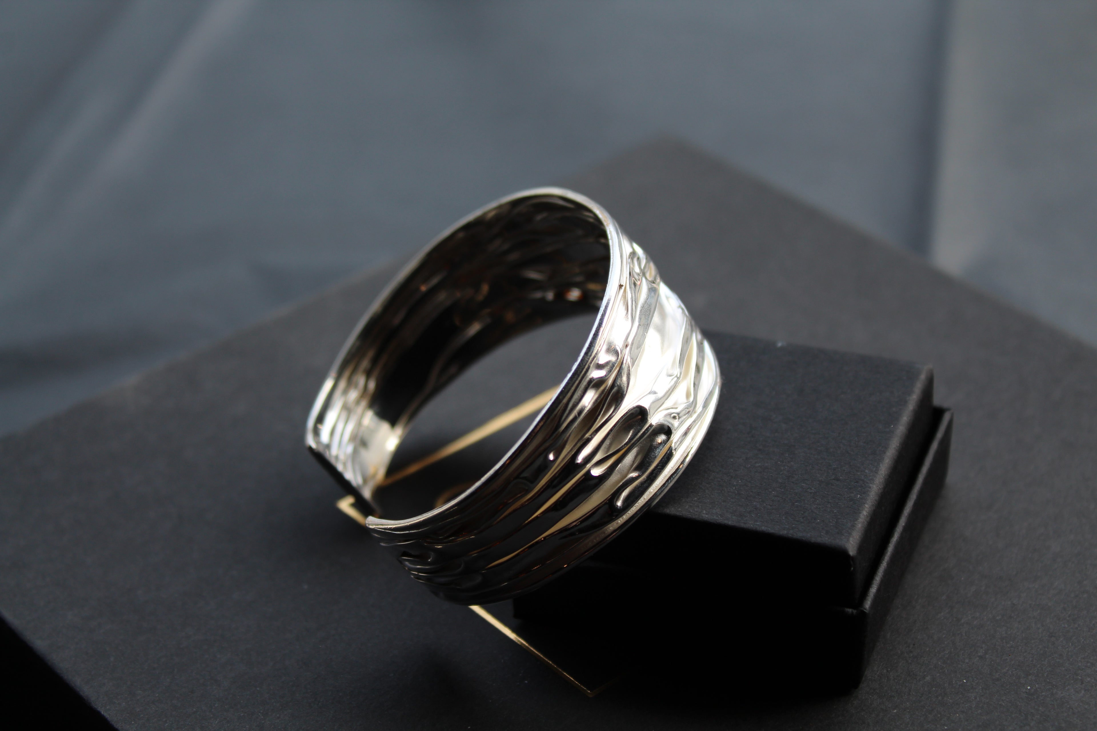 Sterling Silver Large Ruched Cuff