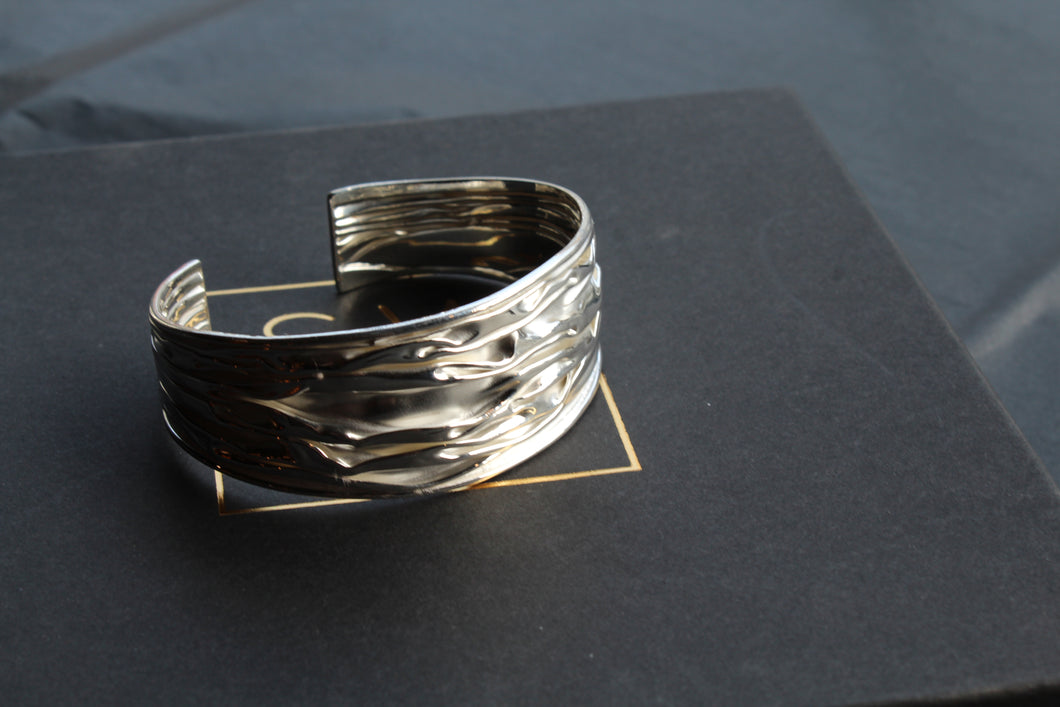 Sterling Silver Large Ruched Cuff