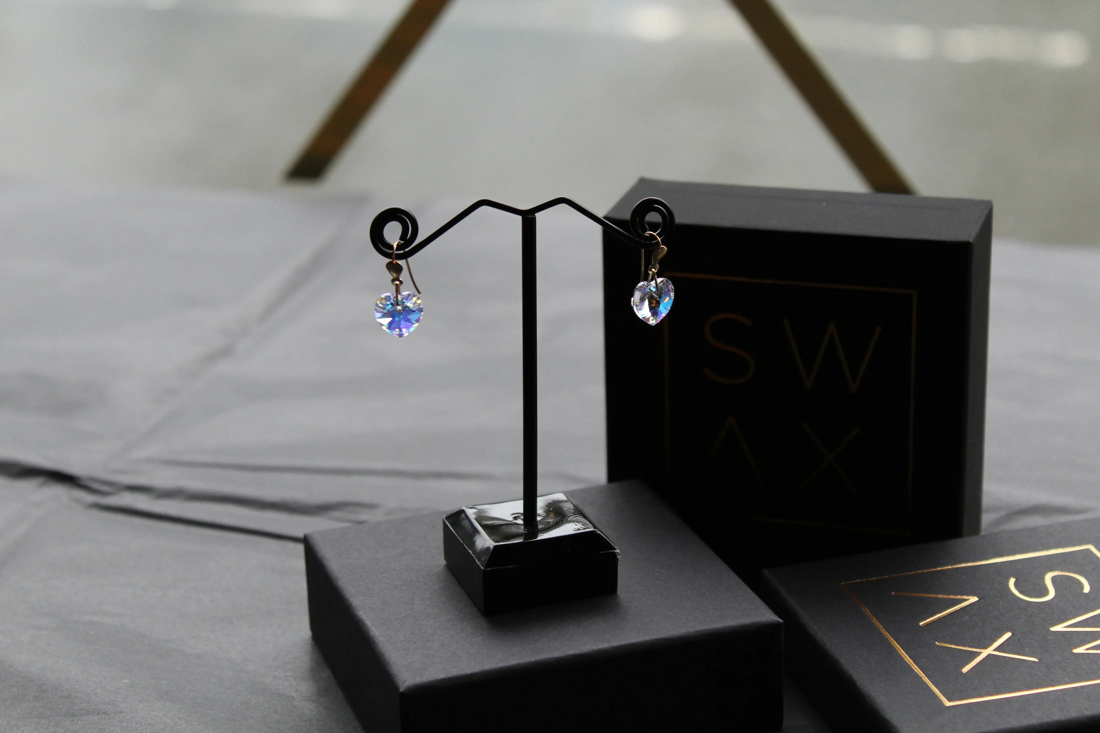 9ct Gold Austrian Crystal Drop Earring - Swax Jewellery Barmouth