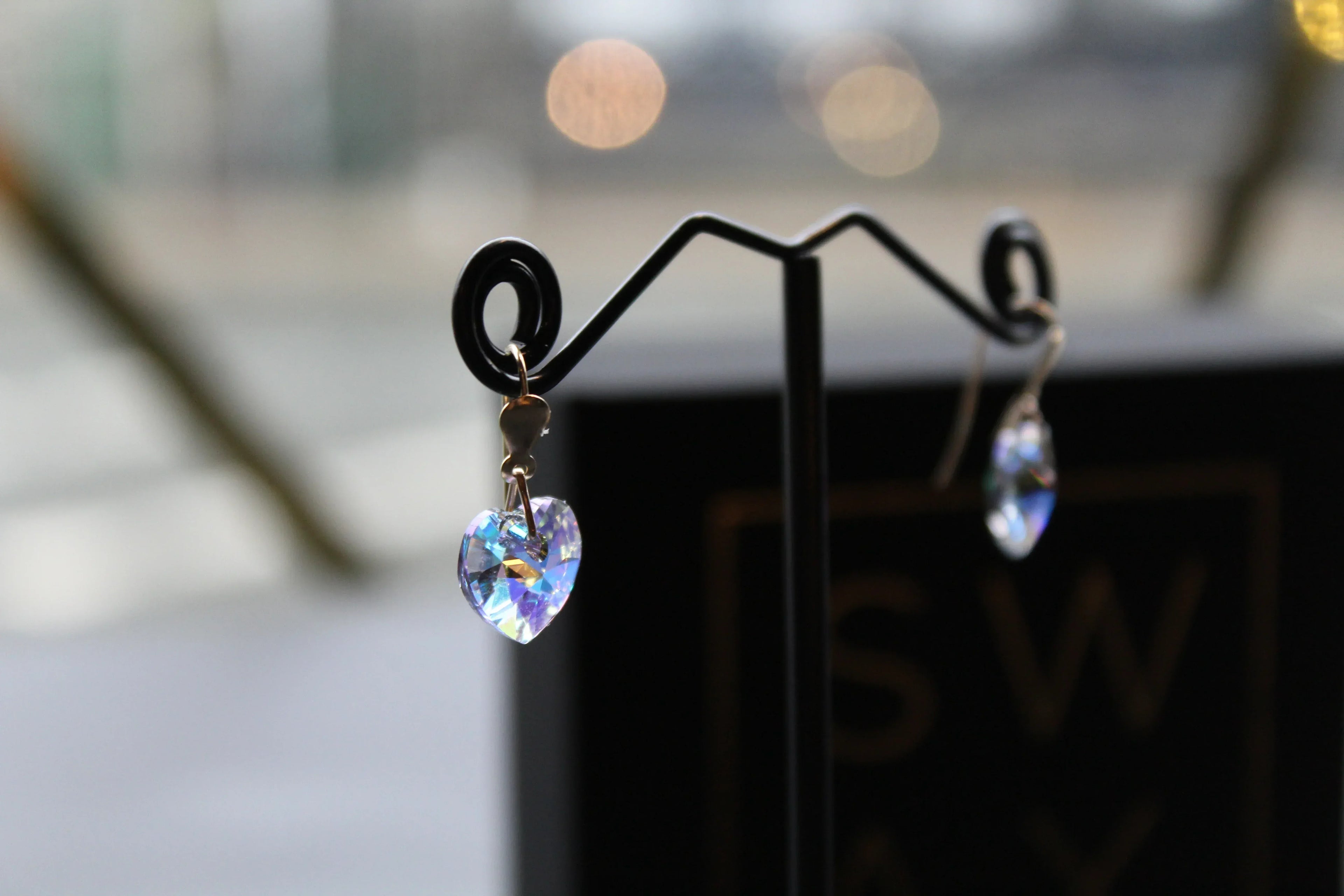 9ct Gold Austrian Crystal Drop Earring - Swax Jewellery Barmouth