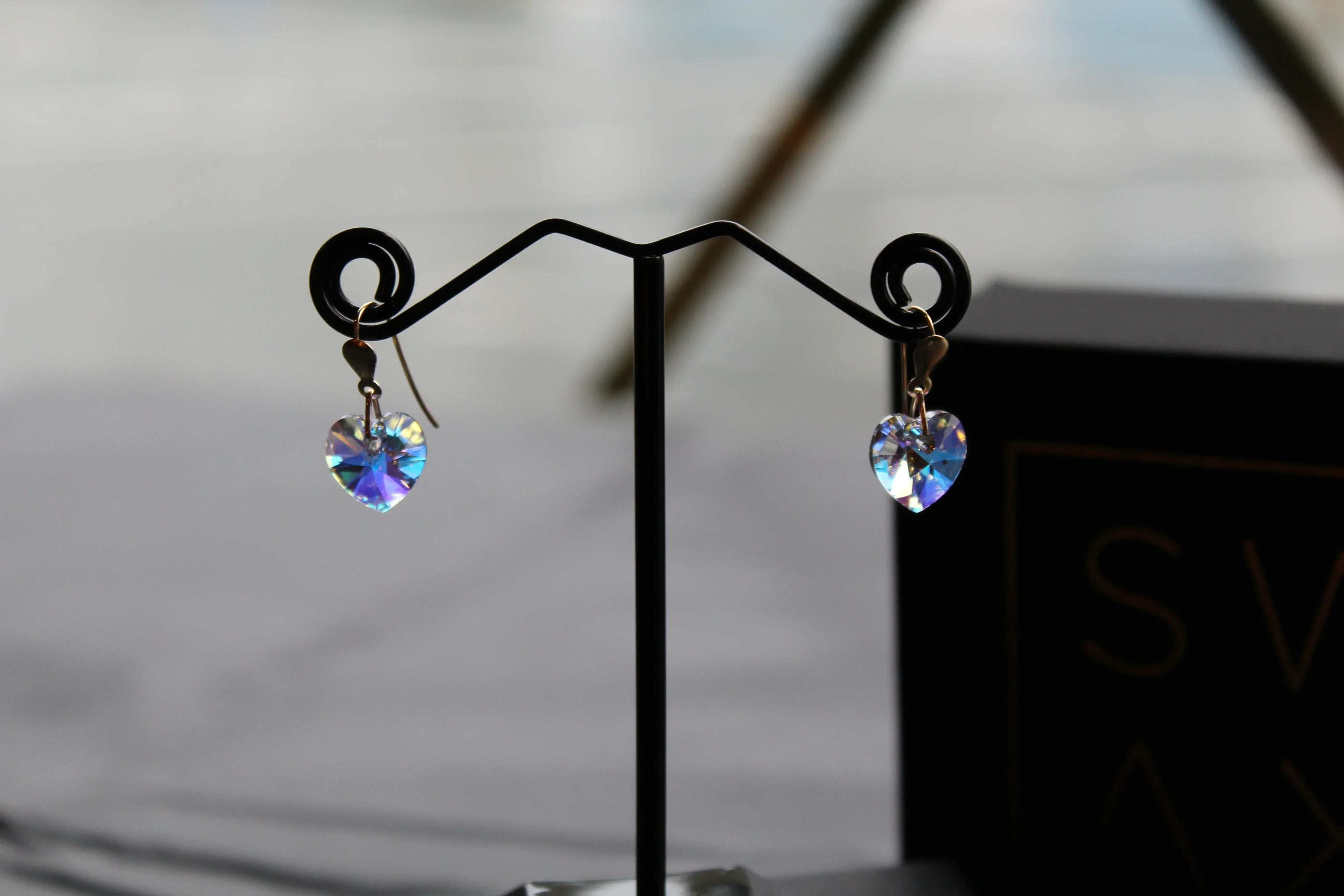 9ct Gold Austrian Crystal Drop Earring - Swax Jewellery Barmouth