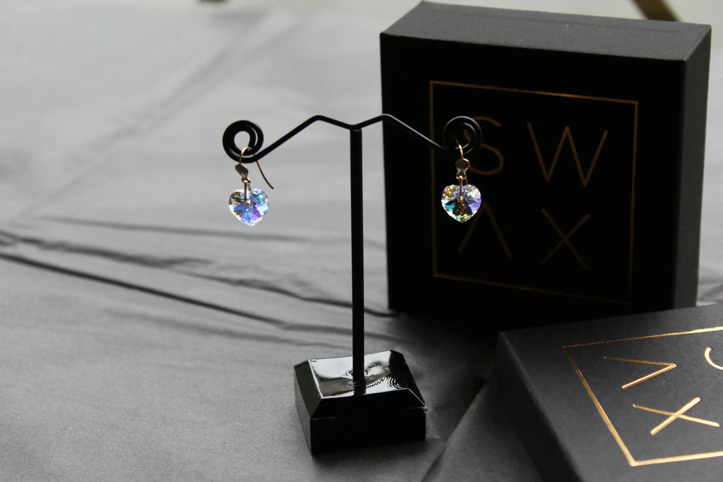 9ct Gold Austrian Crystal Drop Earring - Swax Jewellery Barmouth