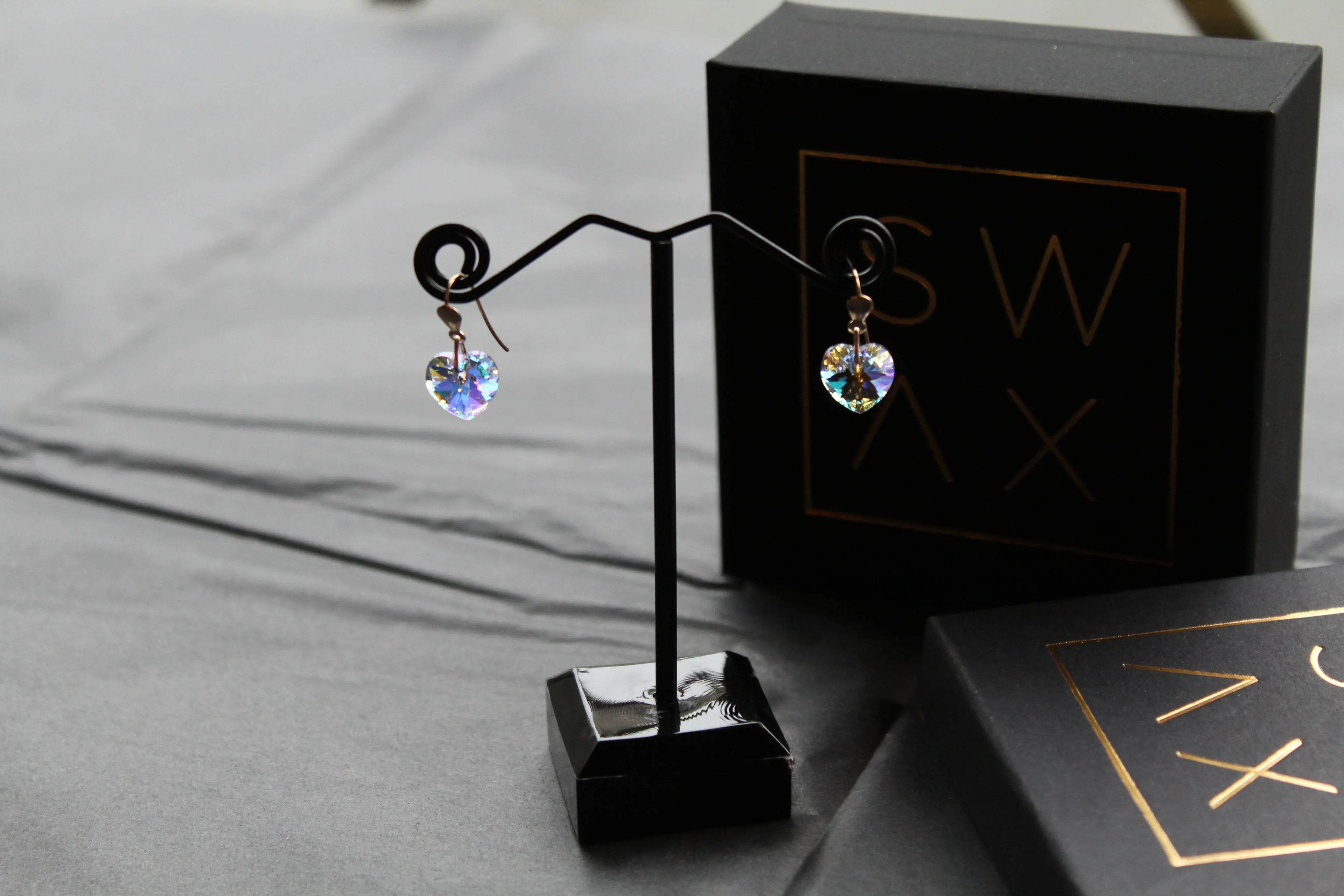 9ct Gold Austrian Crystal Drop Earring - Swax Jewellery Barmouth