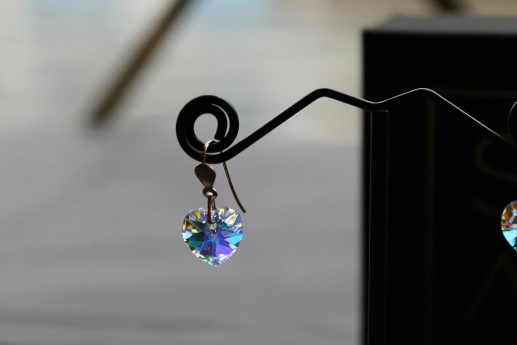 9ct Gold Austrian Crystal Drop Earring - Swax Jewellery Barmouth