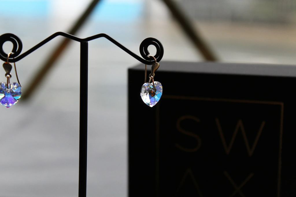 9ct Gold Austrian Crystal Drop Earring - Swax Jewellery Barmouth