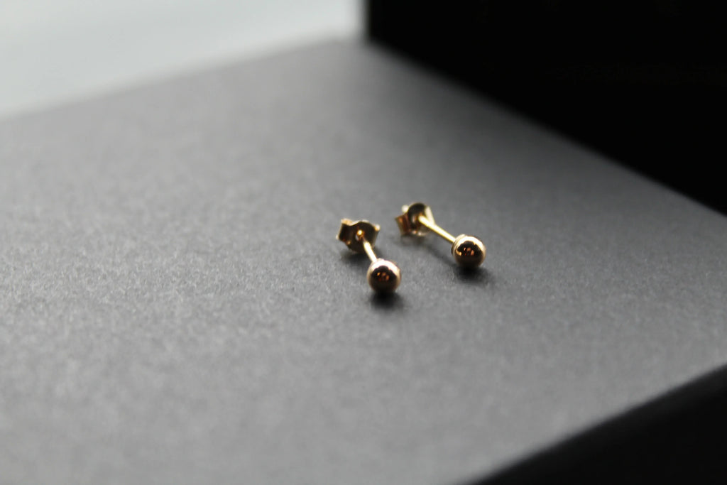 9ct Gold Bead Studs - Swax Jewellery Barmouth