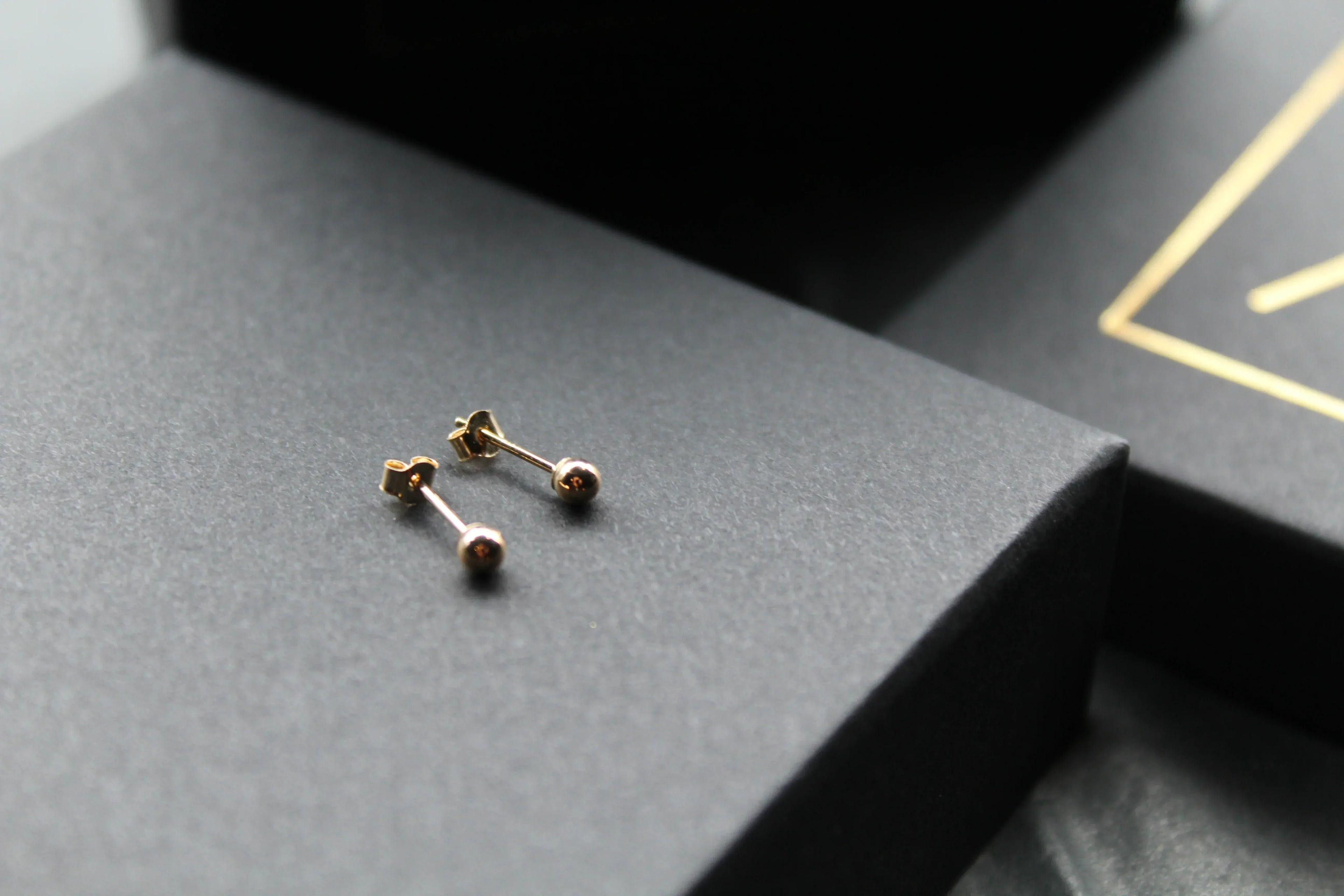 9ct Gold Bead Studs - Swax Jewellery Barmouth