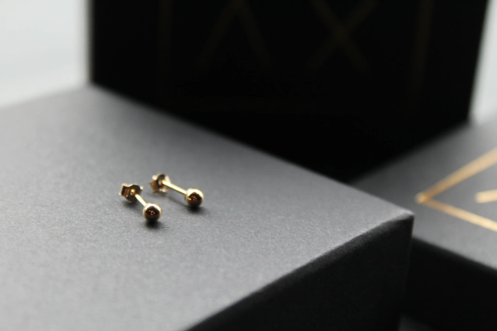 9ct Gold Bead Studs - Swax Jewellery Barmouth