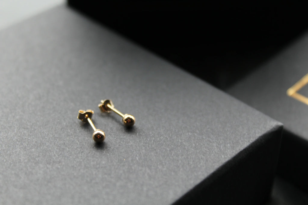 9ct Gold Bead Studs - Swax Jewellery Barmouth