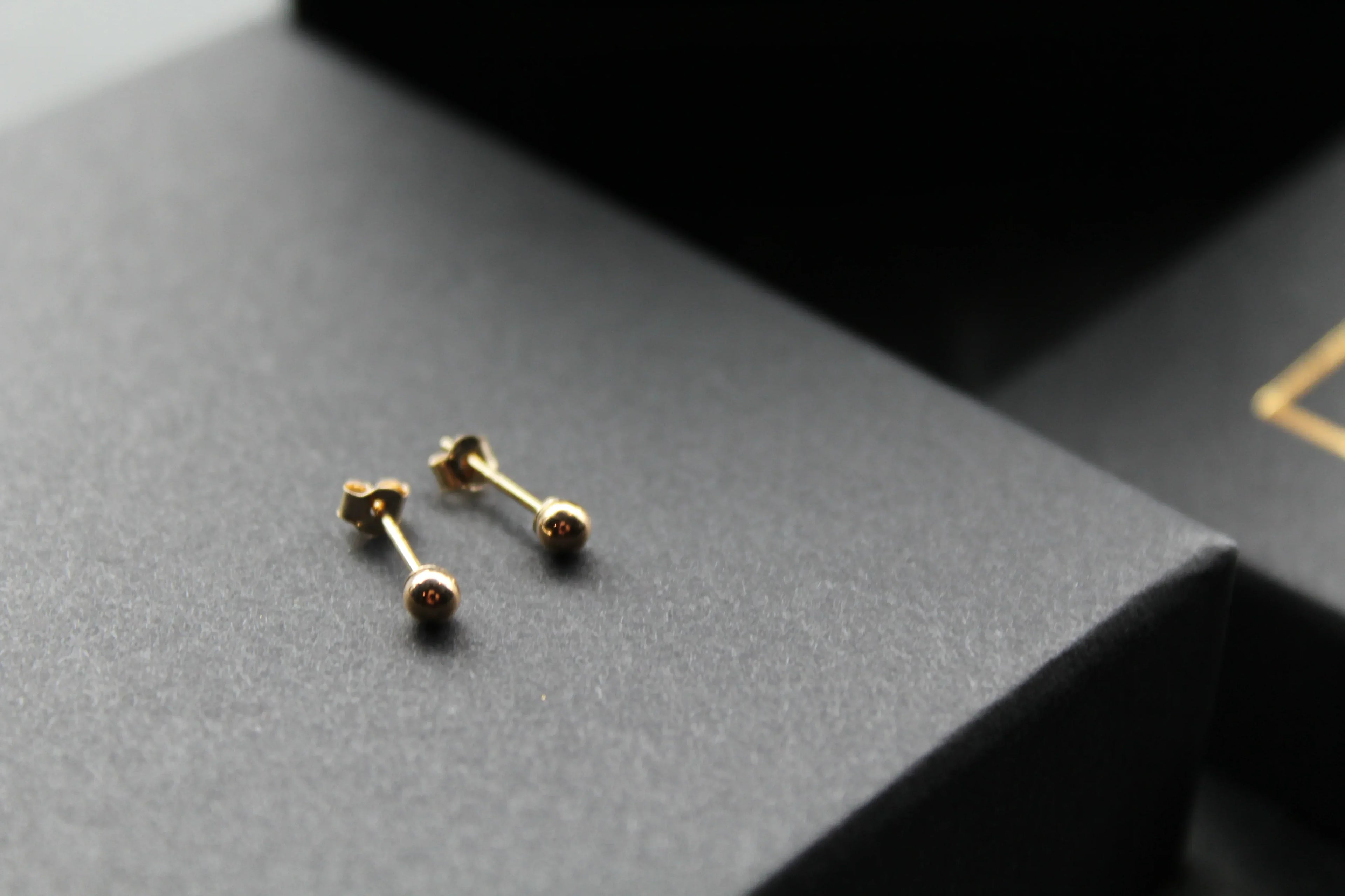 9ct Gold Bead Studs - Swax Jewellery Barmouth