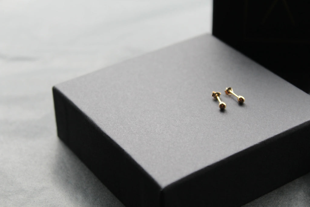 9ct Gold Bead Studs - Swax Jewellery Barmouth