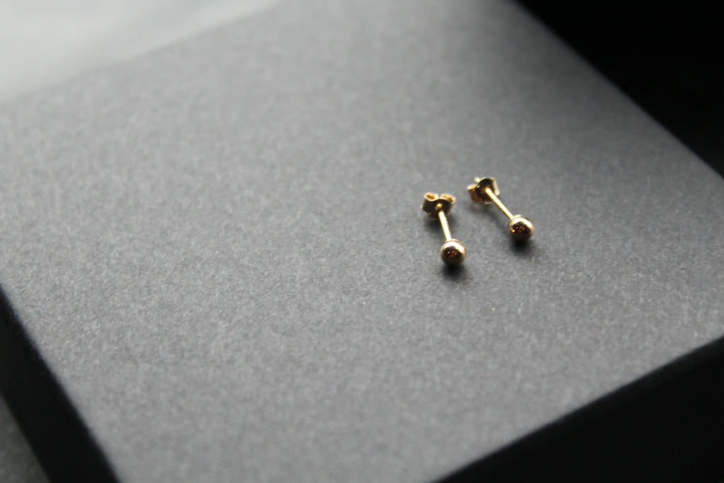 9ct Gold Bead Studs - Swax Jewellery Barmouth