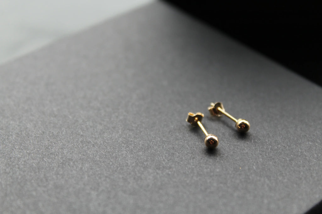 9ct Gold Bead Studs - Swax Jewellery Barmouth