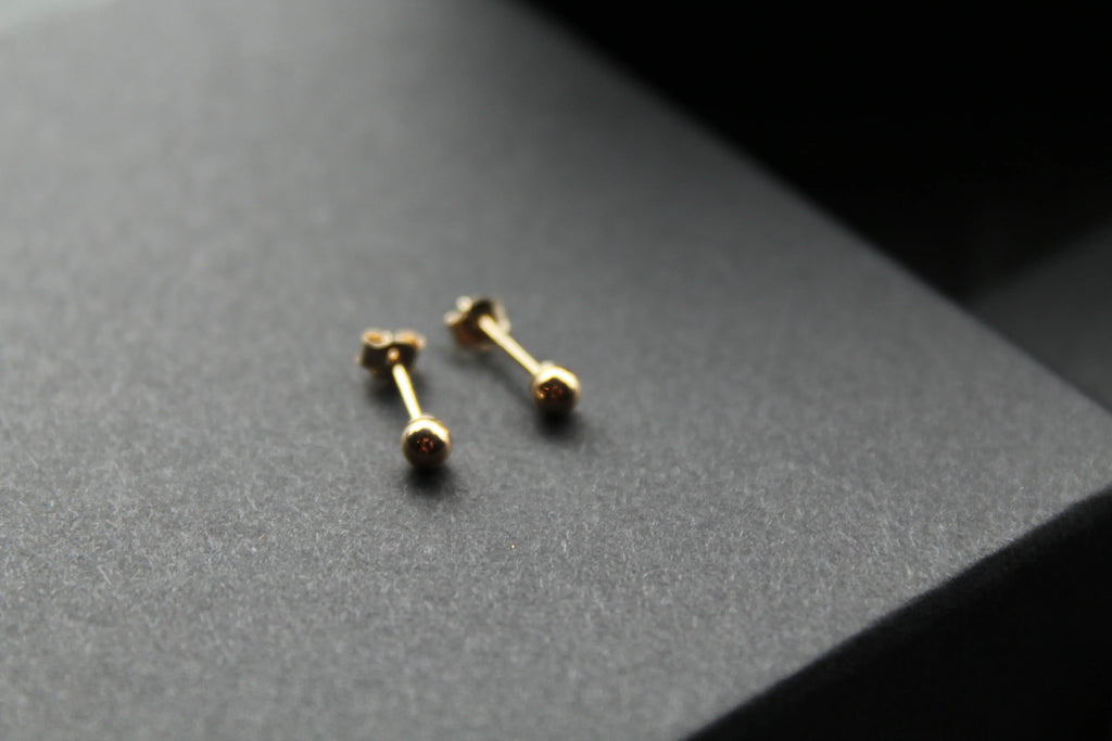9ct Gold Bead Studs - Swax Jewellery Barmouth