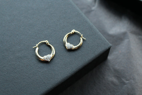9ct Gold Crystalique Heart Hoop - Swax Jewellery Barmouth