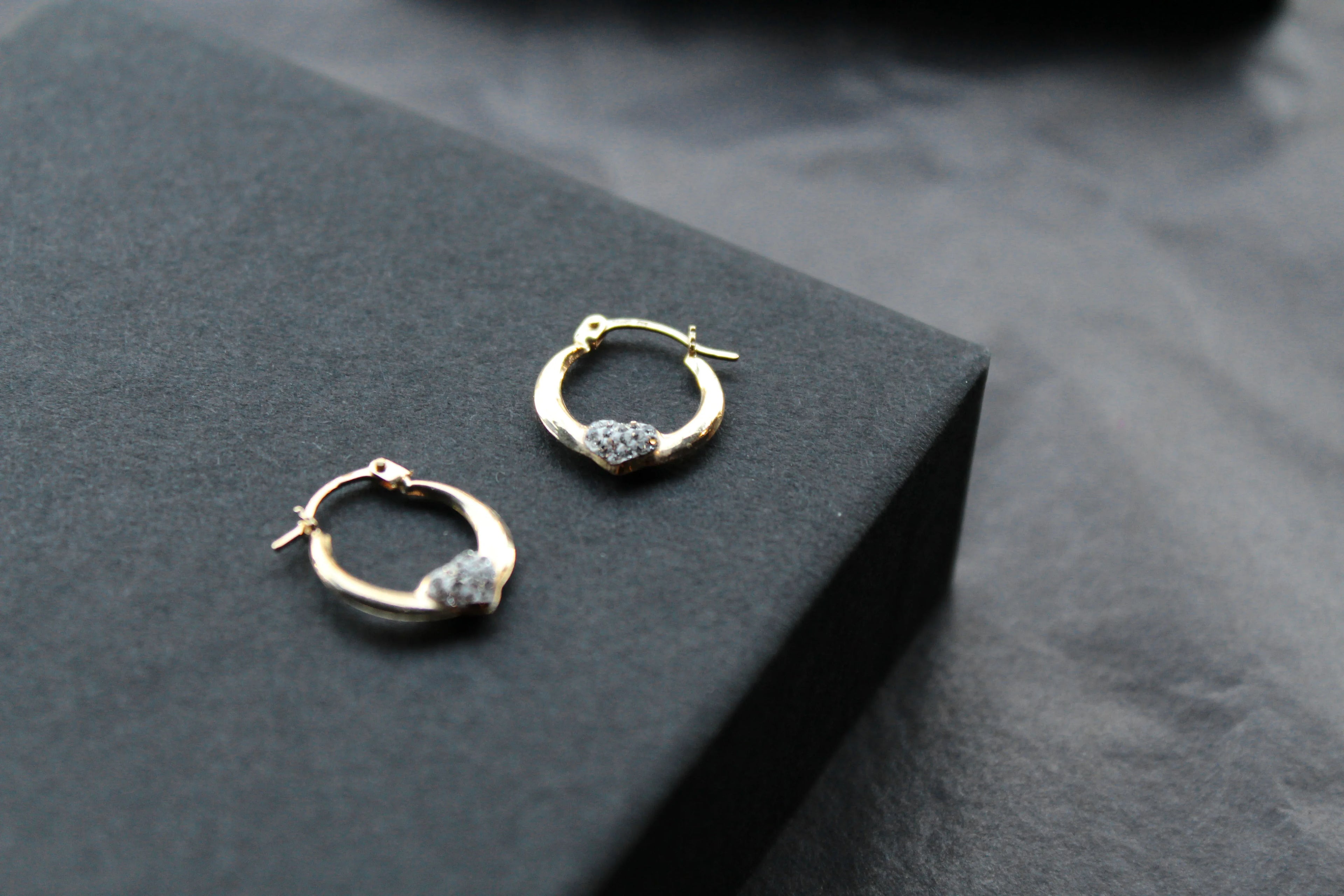 9ct Gold Crystalique Heart Hoop - Swax Jewellery Barmouth