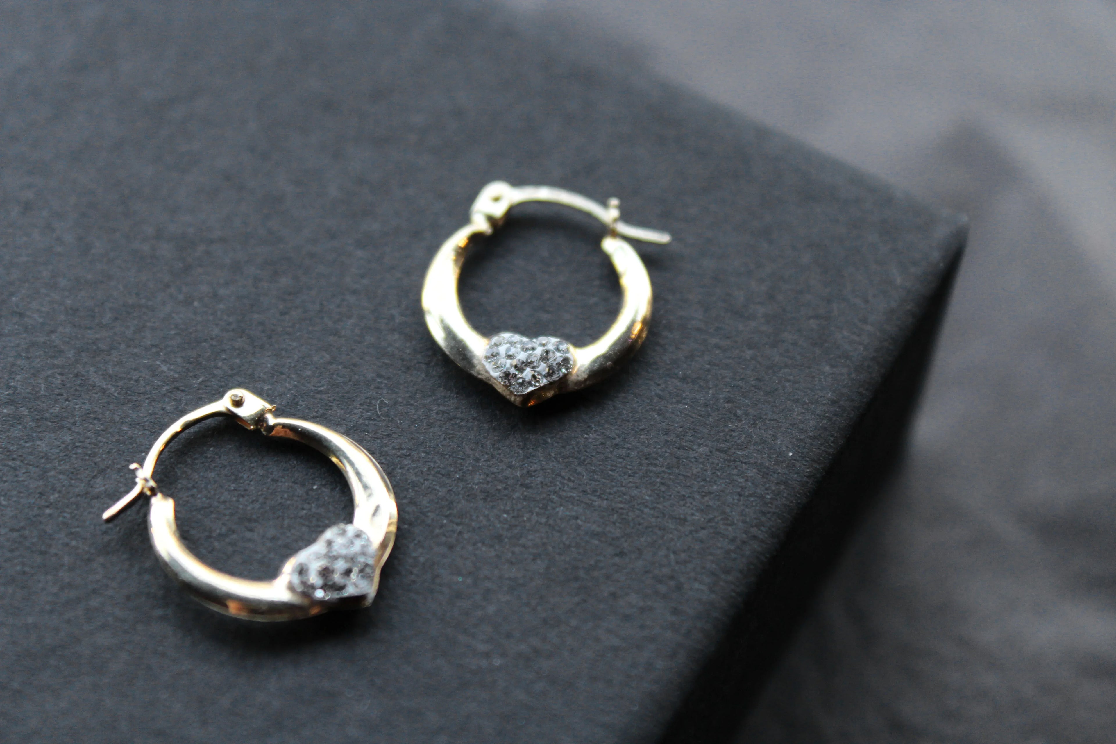 9ct Gold Crystalique Heart Hoop - Swax Jewellery Barmouth