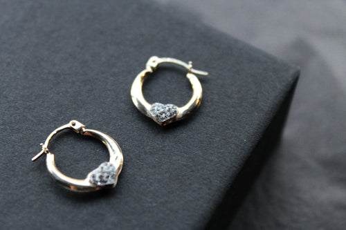 9ct Gold Crystalique Heart Hoop - Swax Jewellery Barmouth