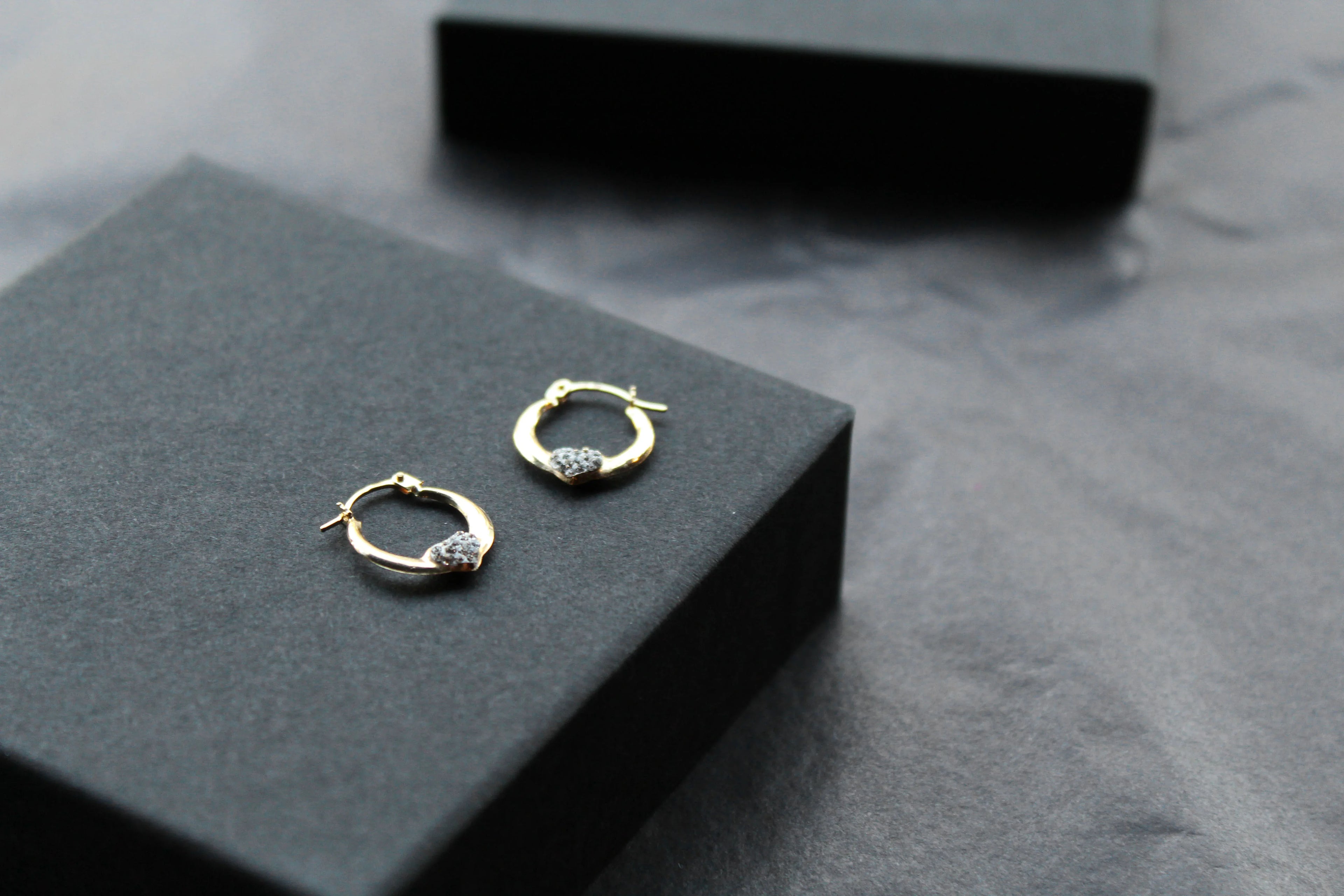 9ct Gold Crystalique Heart Hoop - Swax Jewellery Barmouth